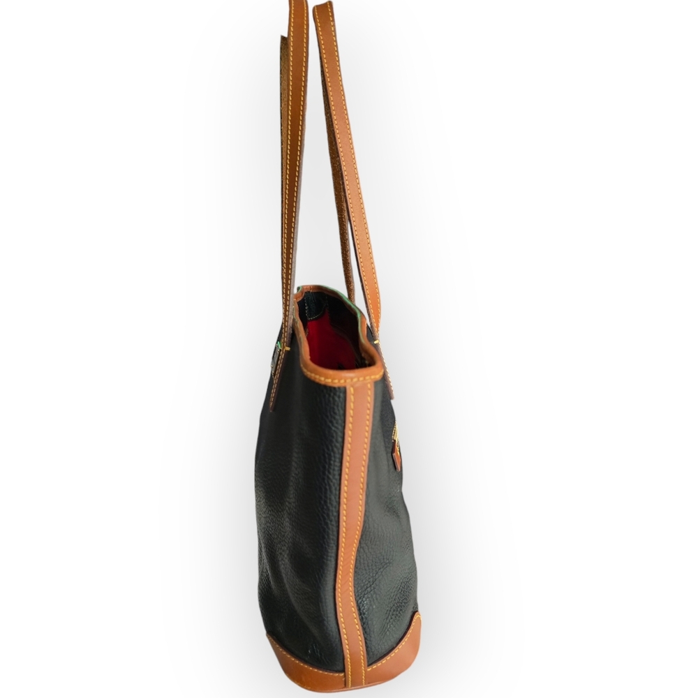 DOONEY & BOURKE BLACK PEBBLE LEATHER BLACK AND TAN CHARLESTON SHOPPER - Picture 5 of 8